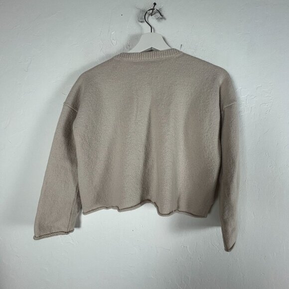 Amina Rubinacci Womens Wool Sweater Size 48 Beige Crew Neck Knit New Made Italy - Picture 2 of 8